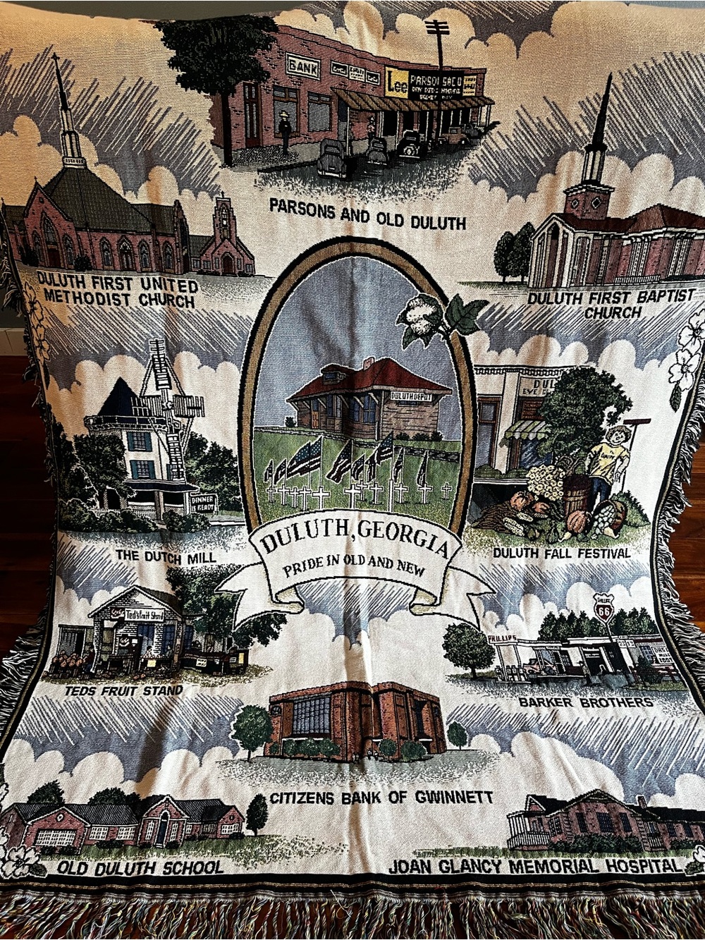 Duluth, Georgia Depot Station Throw Blanket - Vintage Scenic Design MAKE OFFER